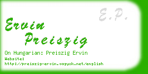 ervin preiszig business card